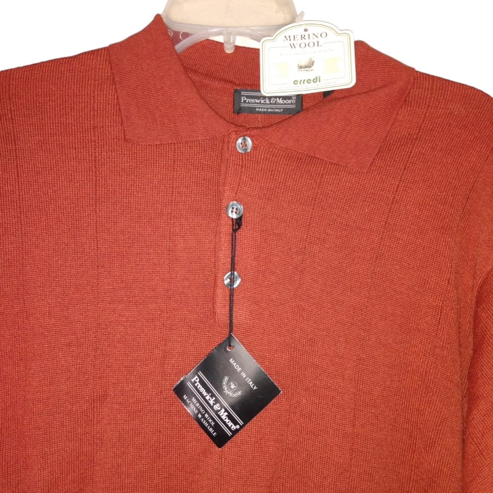 NWT Preswick & Moore Merino Wool Blend Sweater Size Medium Rust - Picture 2 of 8